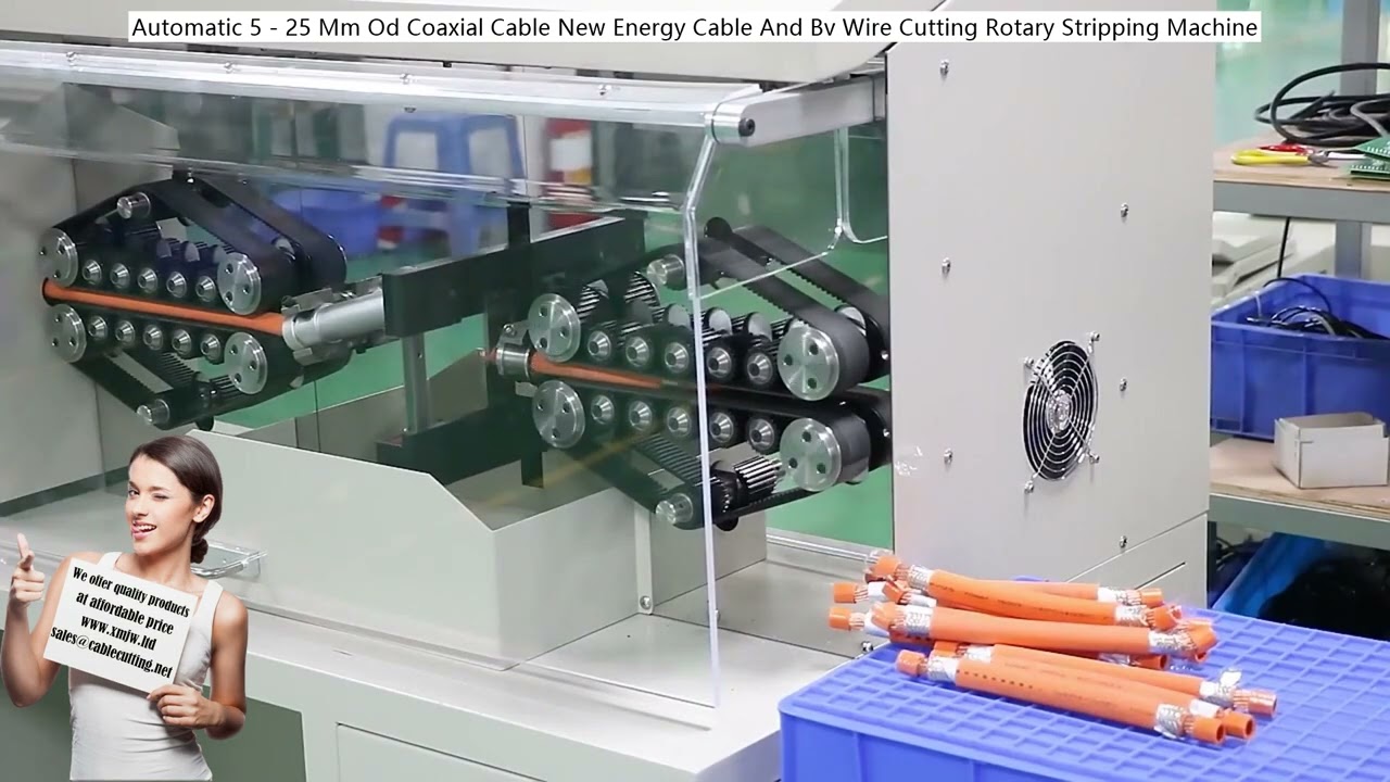 Automatic 5-25 mm OD Coaxial, New Energy, and BV Wire Cutting & Rotary Stripping Machine