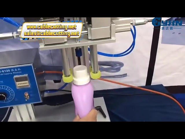 เครื่องปิดฝาขวดน้ำหอมนิวเมติก รองรับแก้วและพลาสติก พร้อมระบบ crimp ฝา