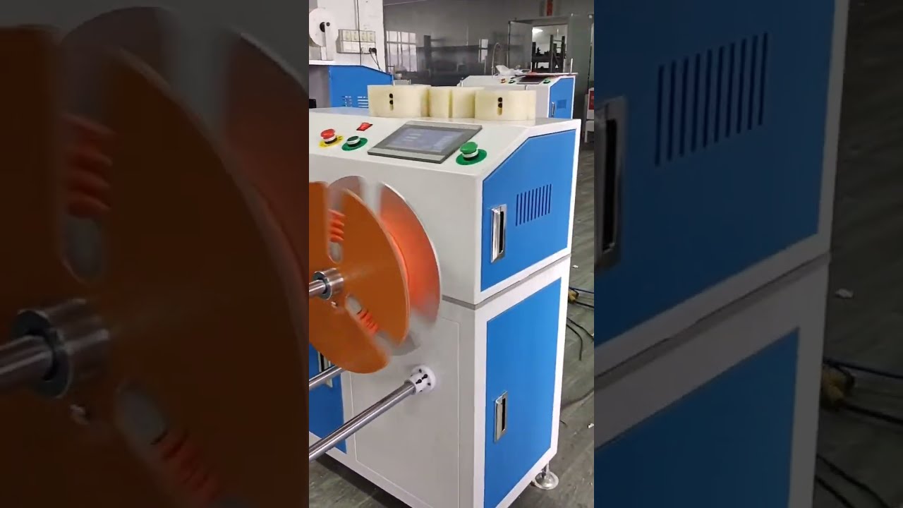 Automatic Meter Counting, Traversing, Cutting & Wire Winding Machine Demo-1 15mm Large Roll Split